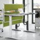 sit stand desk with green screen divider