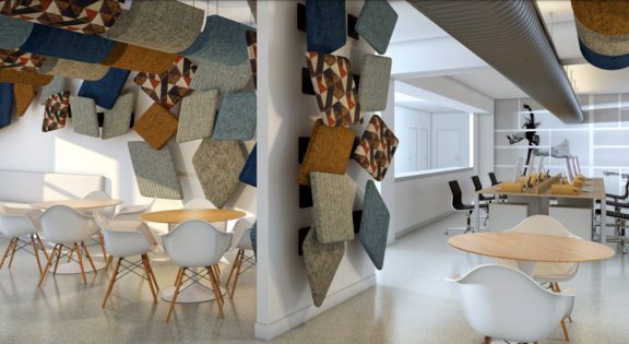modern office space with acoustic treatments